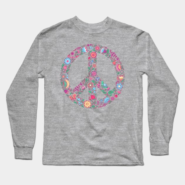 Peace Sign Flowers Long Sleeve T-Shirt by machmigo